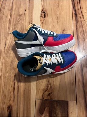 Nike Custom Air Force Multicolor Low-Top Sneakers - Blue/Red/Green
